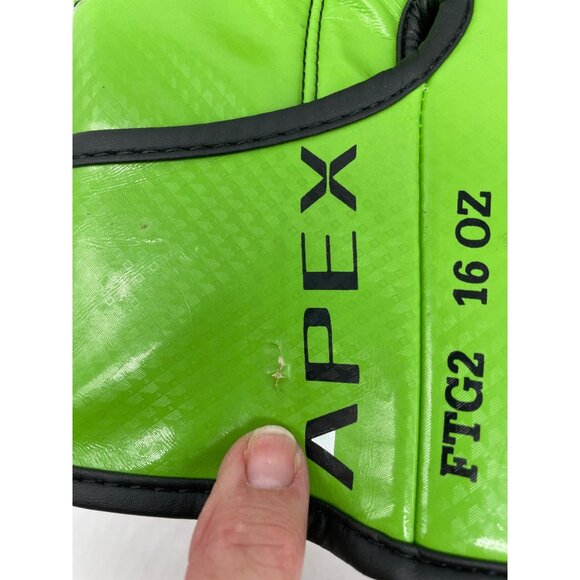 Ringside Apex IMF Tech Boxing Gloves 16 Oz Green & Black Synthetic Leather - Picture 6 of 11